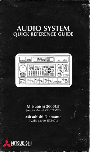 Audio System Quick Reference Guide (RX367CWY)